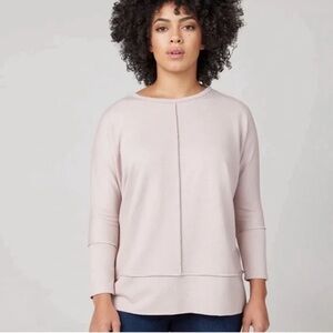 Spanx Perfect Length Top, Dolman 3/4 Sleeve Oat Top Womens Size L